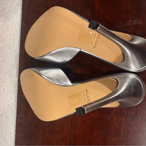 Aldo Marcelia Silver High Heel Mules 10 NIB - Picture 4 of 8